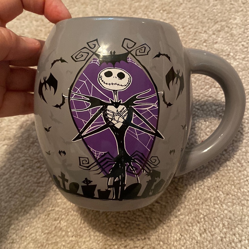The Nightmare Before Christmas Mug Oval Gray Jack Skellington Disney Mug 18 oz